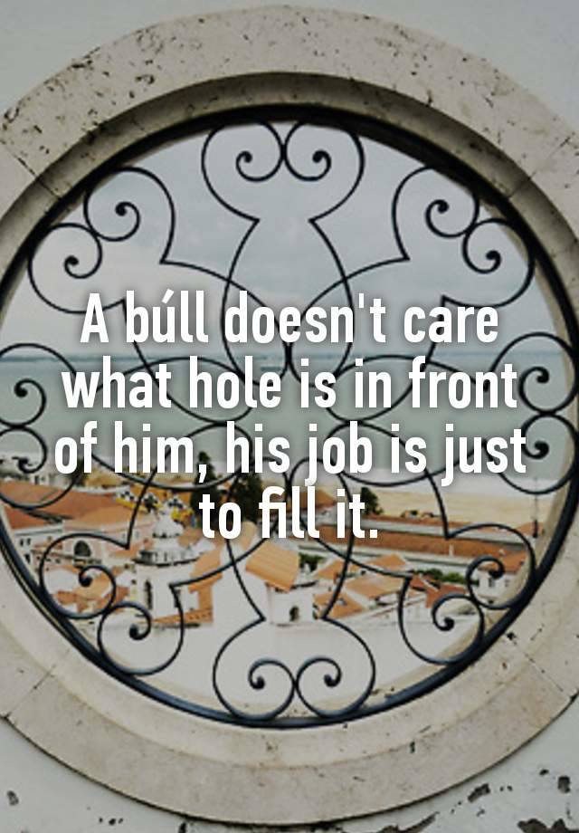 A búll doesn't care what hole is in front of him, his job is just to fill it.