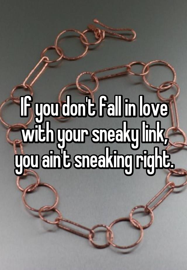 If you don't fall in love with your sneaky link, you ain't sneaking right.