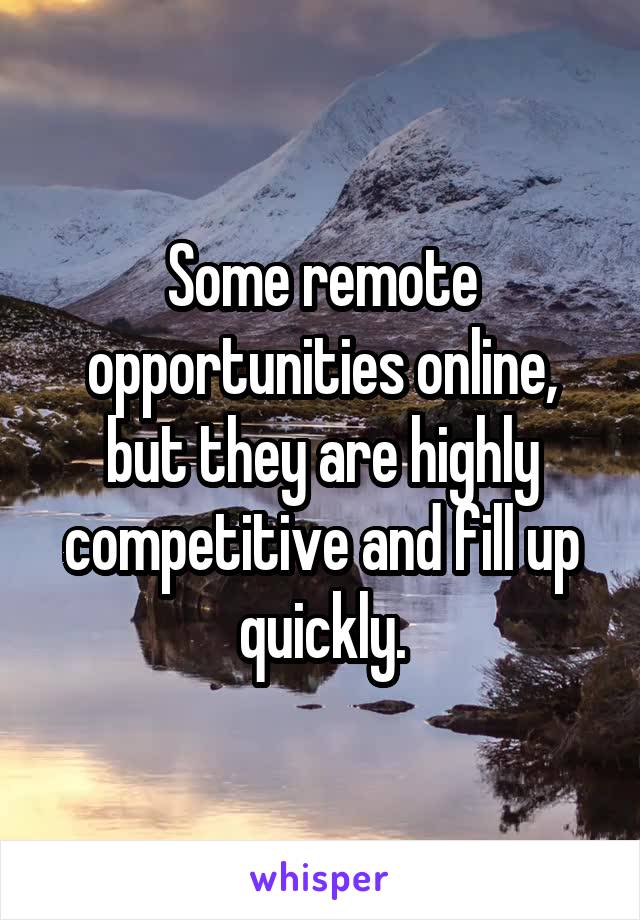 Some remote opportunities online, but they are highly competitive and fill up quickly.