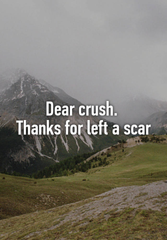 Dear crush. 
Thanks for left a scar