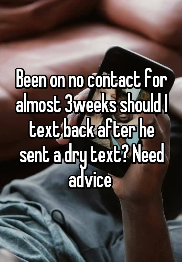 Been on no contact for almost 3weeks should I text back after he sent a dry text? Need advice 