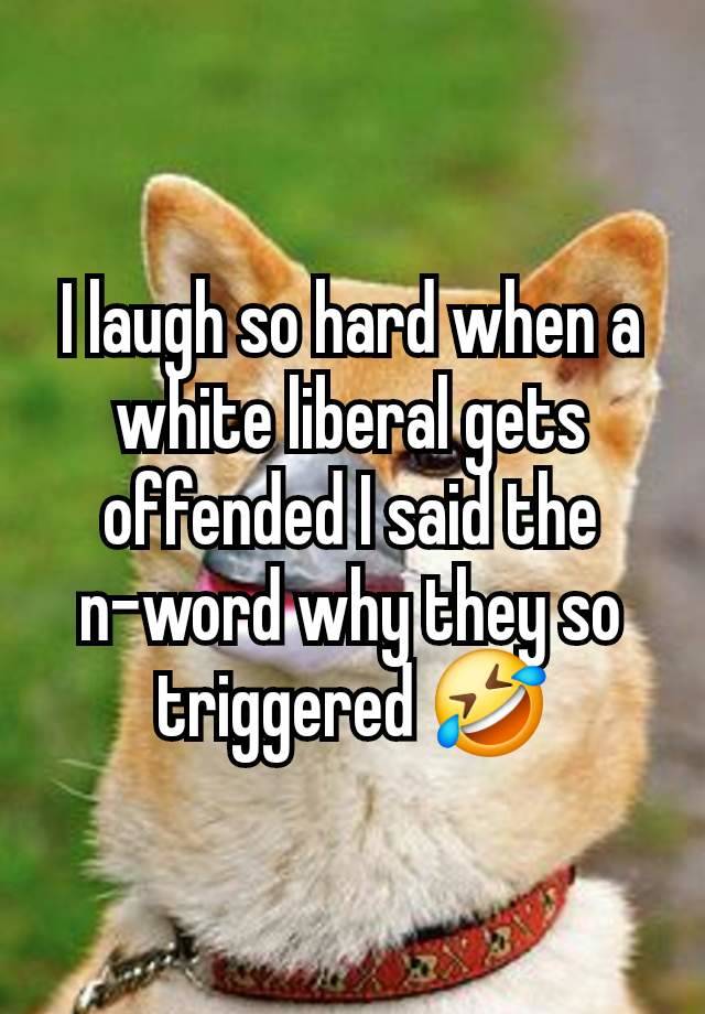 I laugh so hard when a white liberal gets offended I said the n-word why they so triggered 🤣