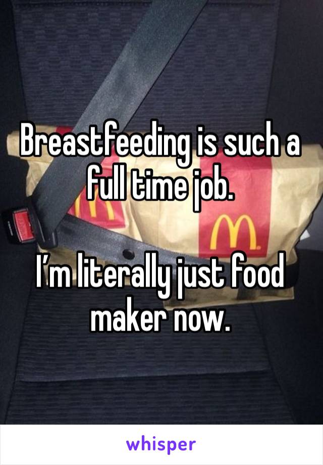 Breastfeeding is such a full time job. 

I’m literally just food maker now. 