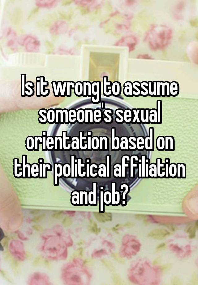 Is it wrong to assume someone's sexual orientation based on their political affiliation and job?