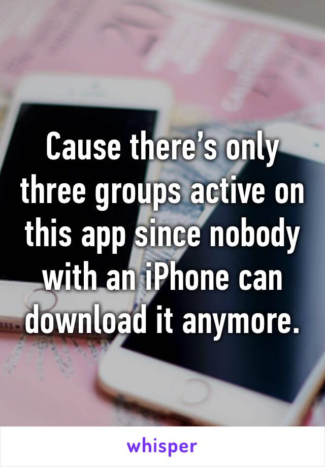 Cause there’s only three groups active on this app since nobody with an iPhone can download it anymore.