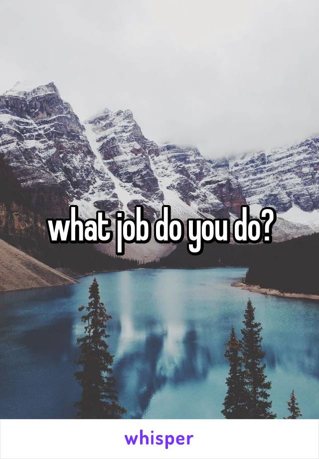 what job do you do?