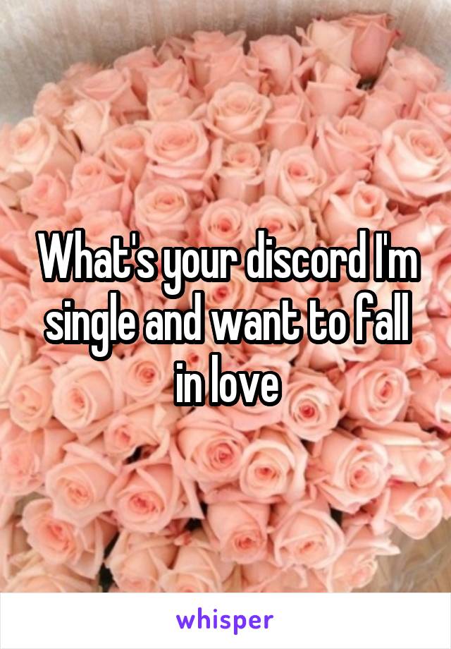 What's your discord I'm single and want to fall in love