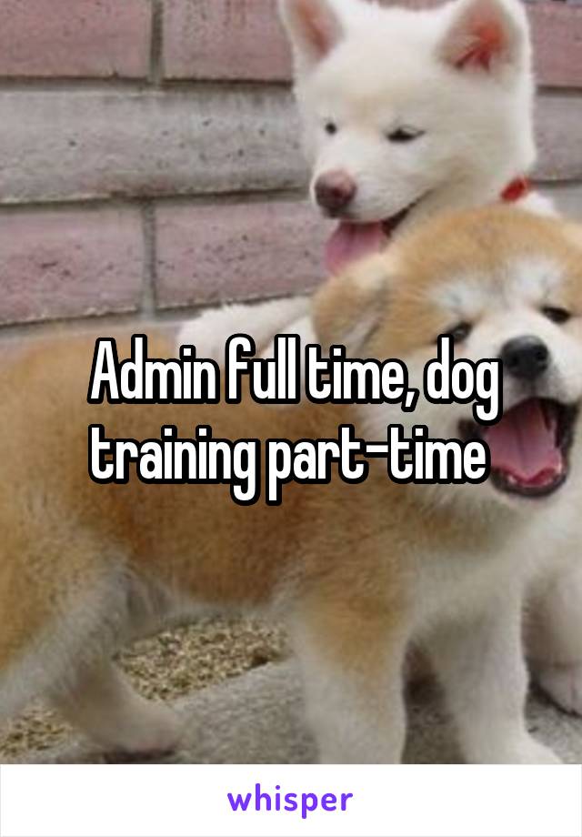 Admin full time, dog training part-time 