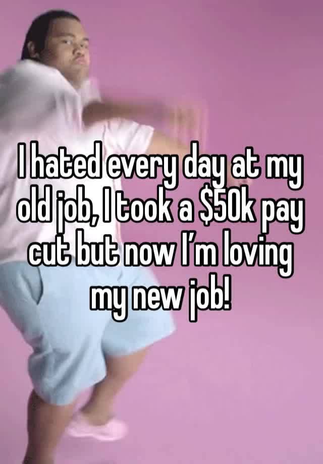 I hated every day at my old job, I took a $50k pay cut but now I’m loving my new job!