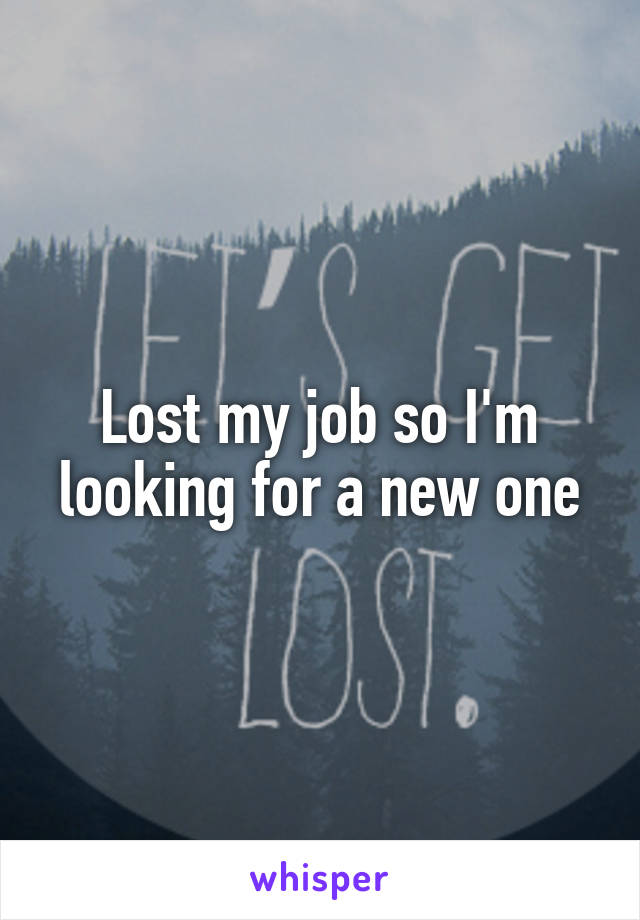 Lost my job so I'm looking for a new one