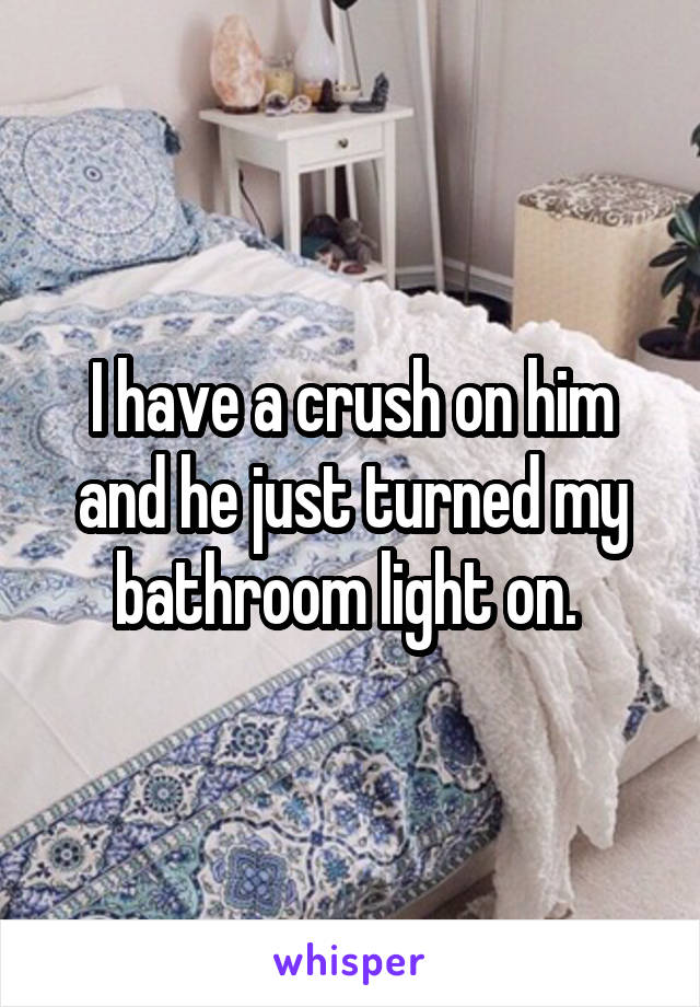 I have a crush on him and he just turned my bathroom light on. 