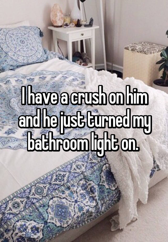 I have a crush on him and he just turned my bathroom light on. 