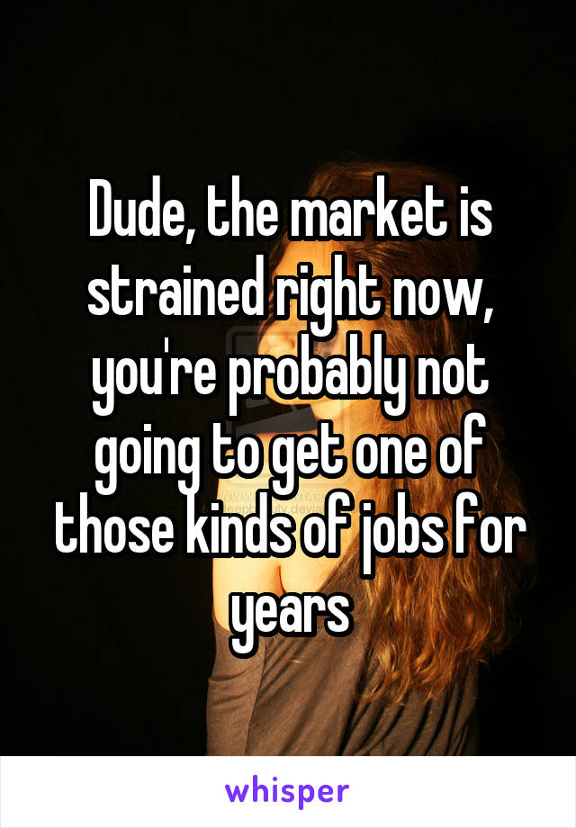 Dude, the market is strained right now, you're probably not going to get one of those kinds of jobs for years