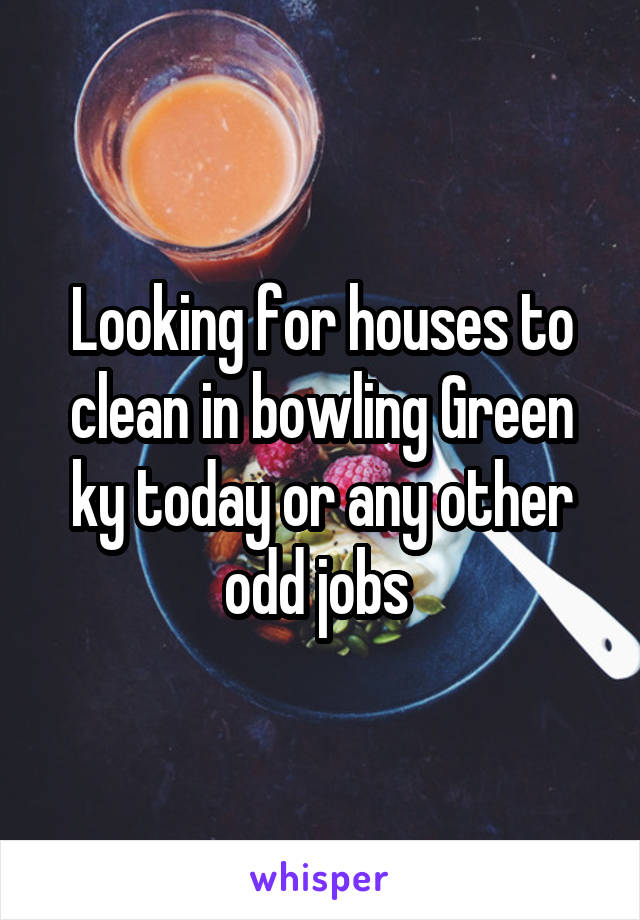 Looking for houses to clean in bowling Green ky today or any other odd jobs 