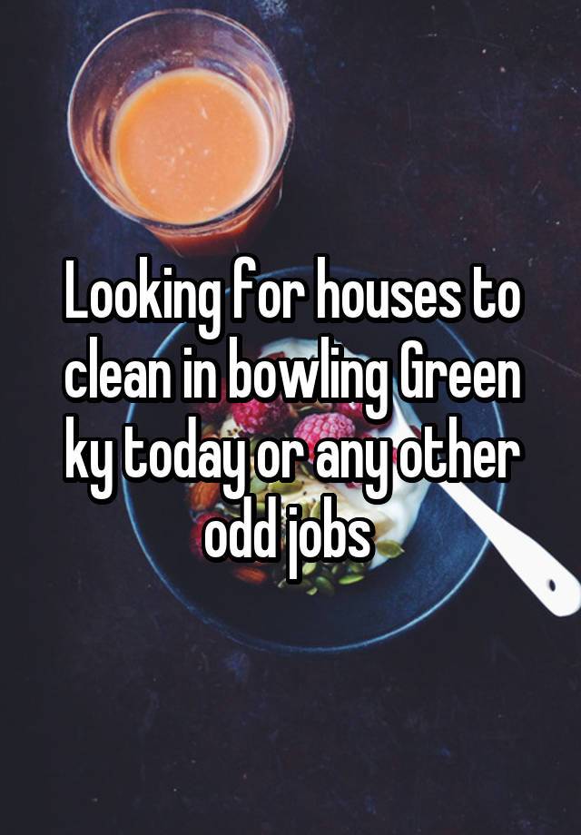 Looking for houses to clean in bowling Green ky today or any other odd jobs 