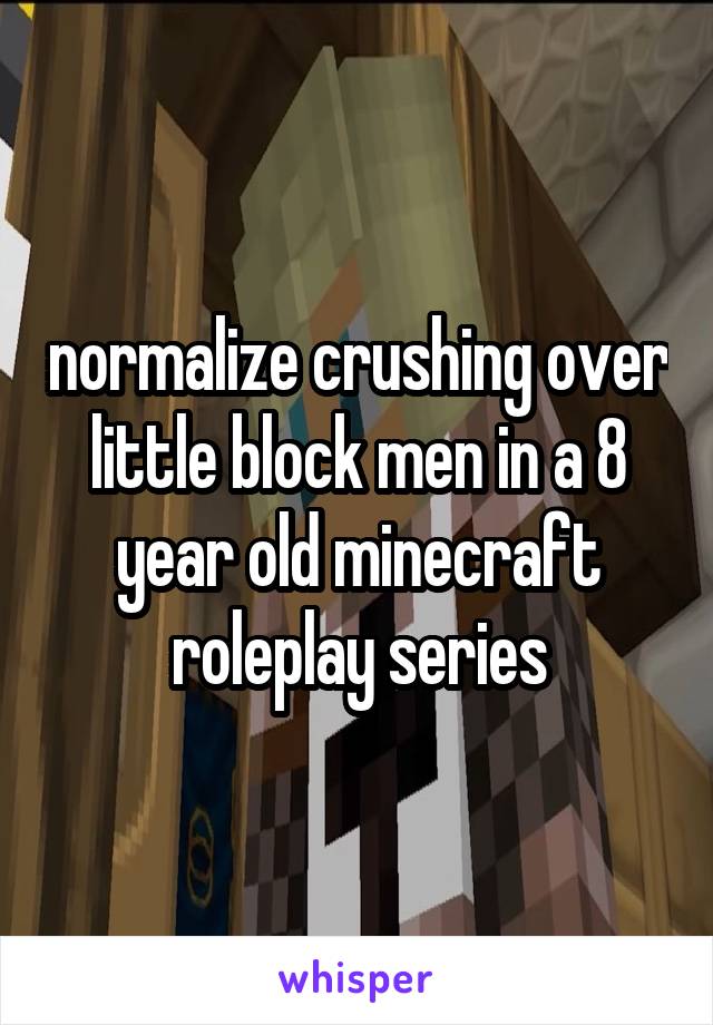 normalize crushing over little block men in a 8 year old minecraft roleplay series