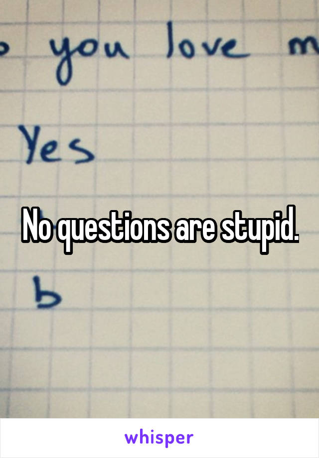 No questions are stupid.