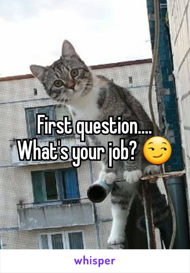 First question.... What's your job? 😏