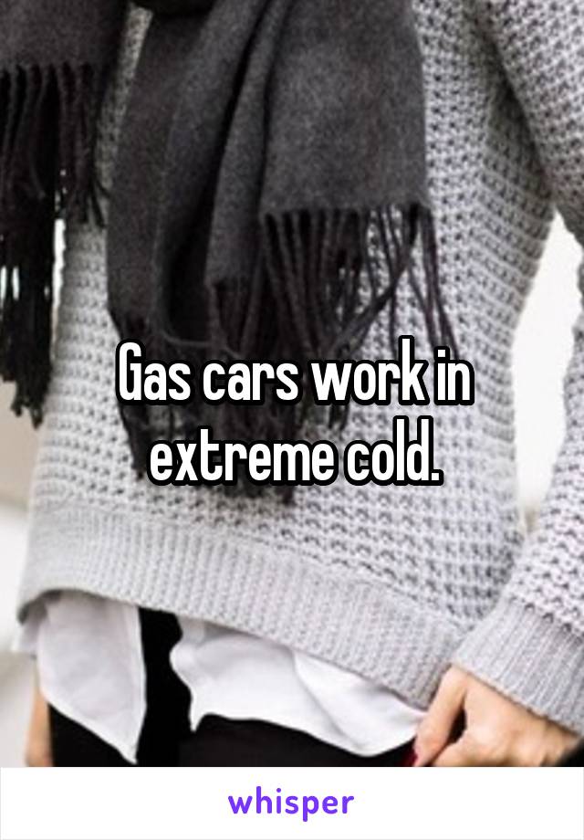 Gas cars work in extreme cold.