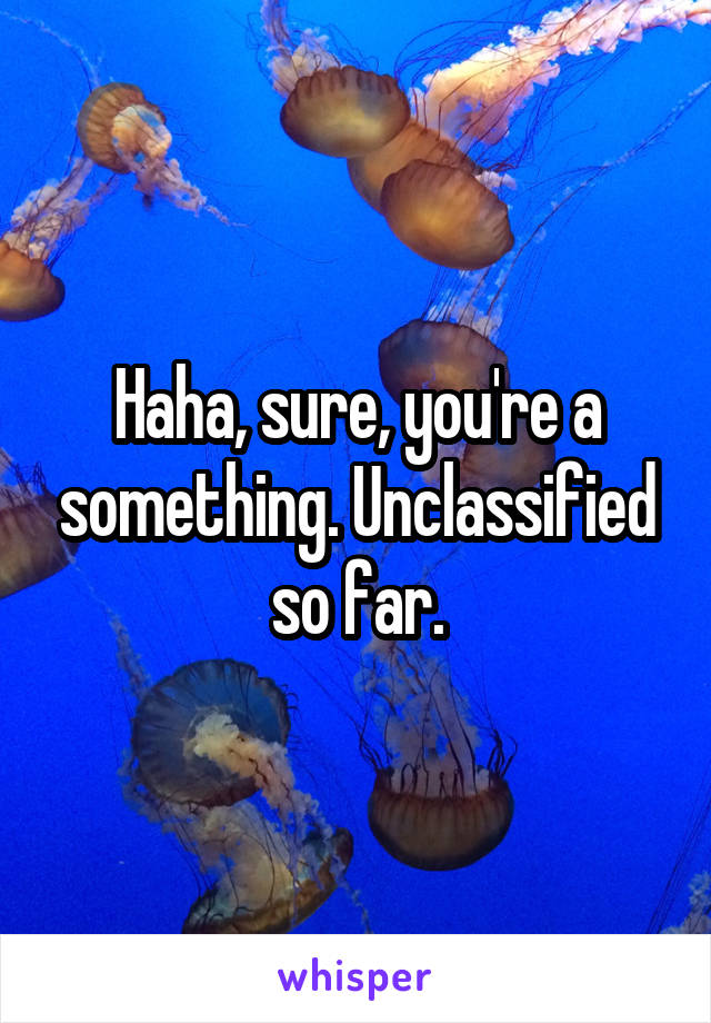 Haha, sure, you're a something. Unclassified so far.