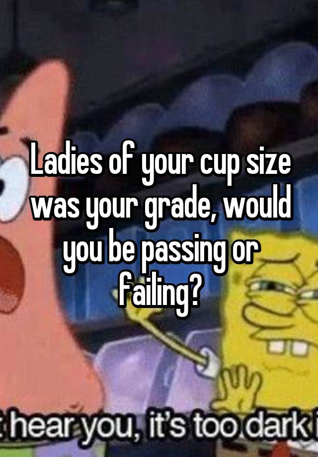 Ladies of your cup size was your grade, would you be passing or failing?