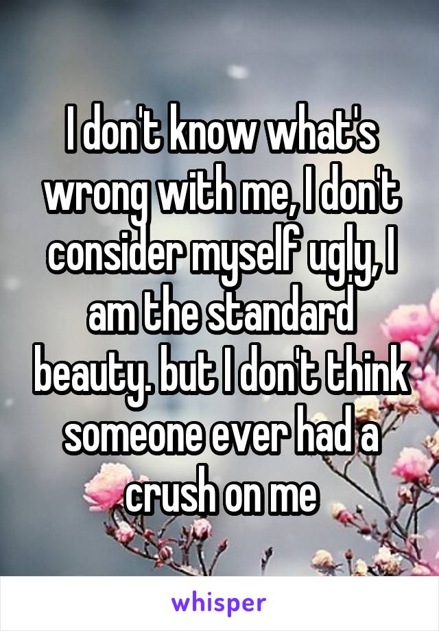 I don't know what's wrong with me, I don't consider myself ugly, I am the standard beauty. but I don't think someone ever had a crush on me