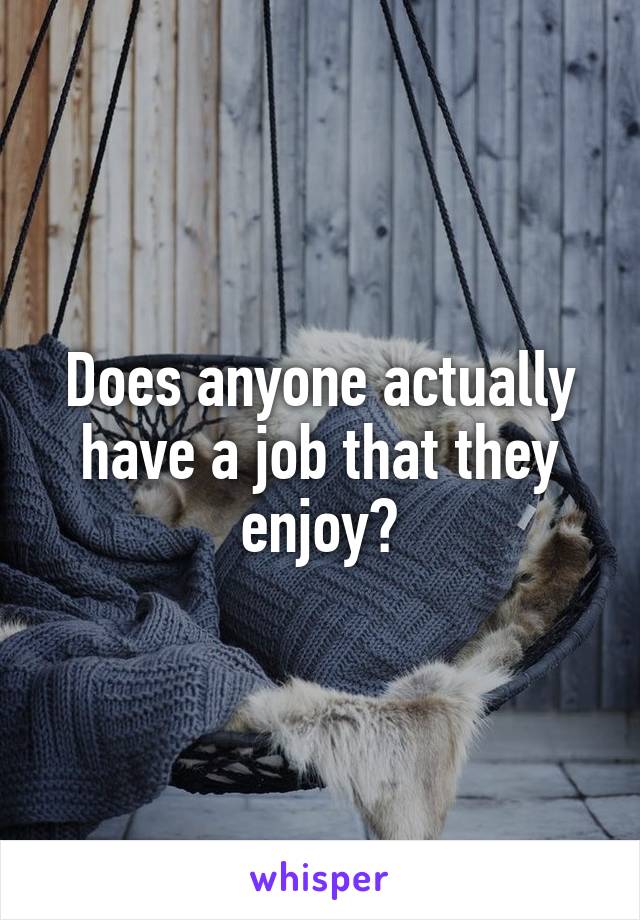 Does anyone actually have a job that they enjoy?