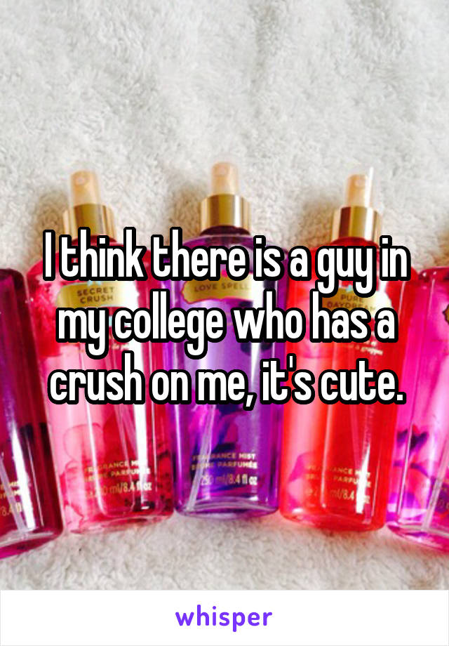 I think there is a guy in my college who has a crush on me, it's cute.