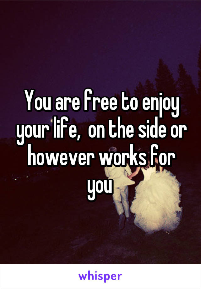 You are free to enjoy your life,  on the side or however works for you 