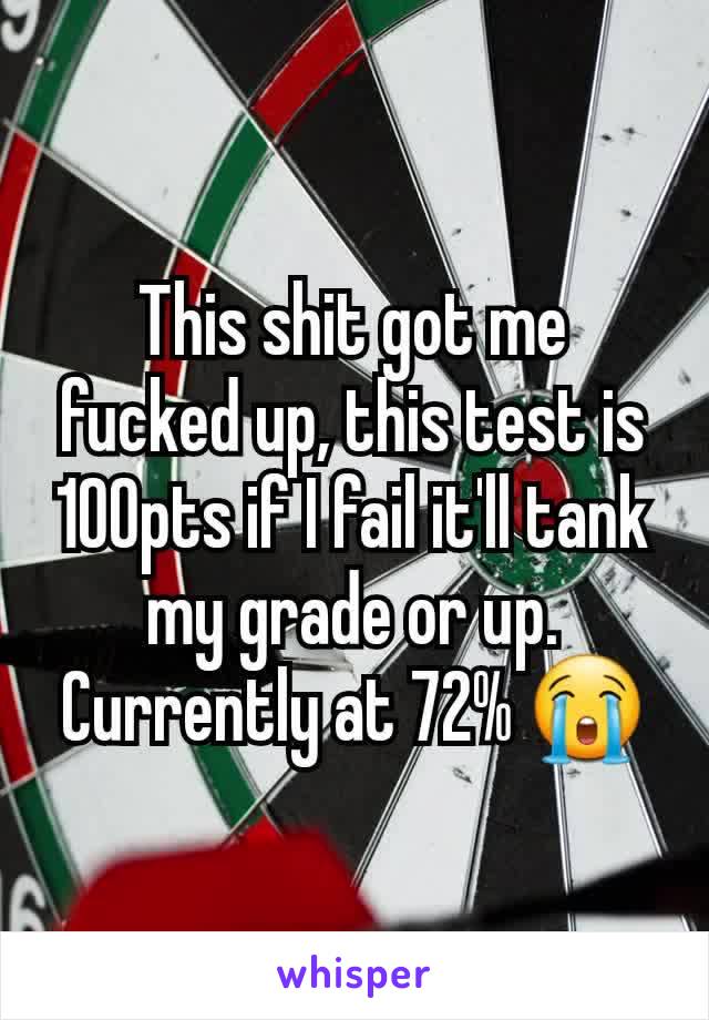 This shit got me fucked up, this test is 100pts if I fail it'll tank my grade or up. Currently at 72% 😭