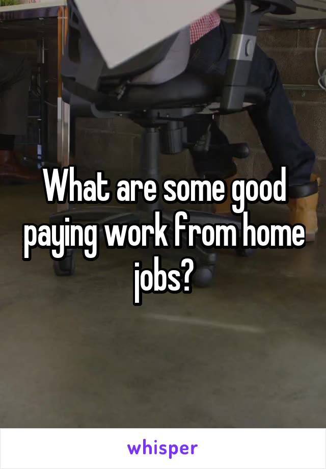 What are some good paying work from home  jobs? 