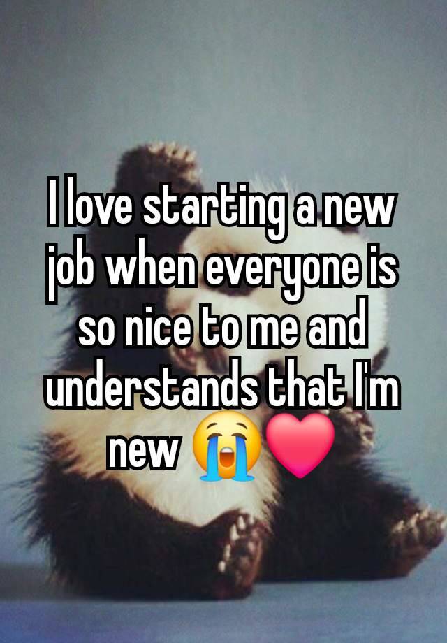 I love starting a new job when everyone is so nice to me and understands that I'm new 😭❤️