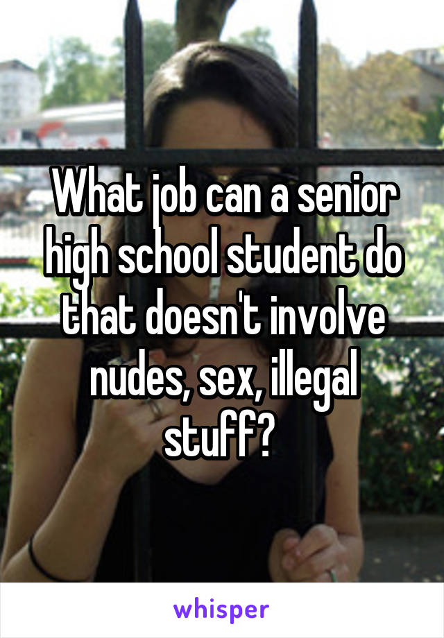 What job can a senior high school student do that doesn't involve nudes, sex, illegal stuff? 