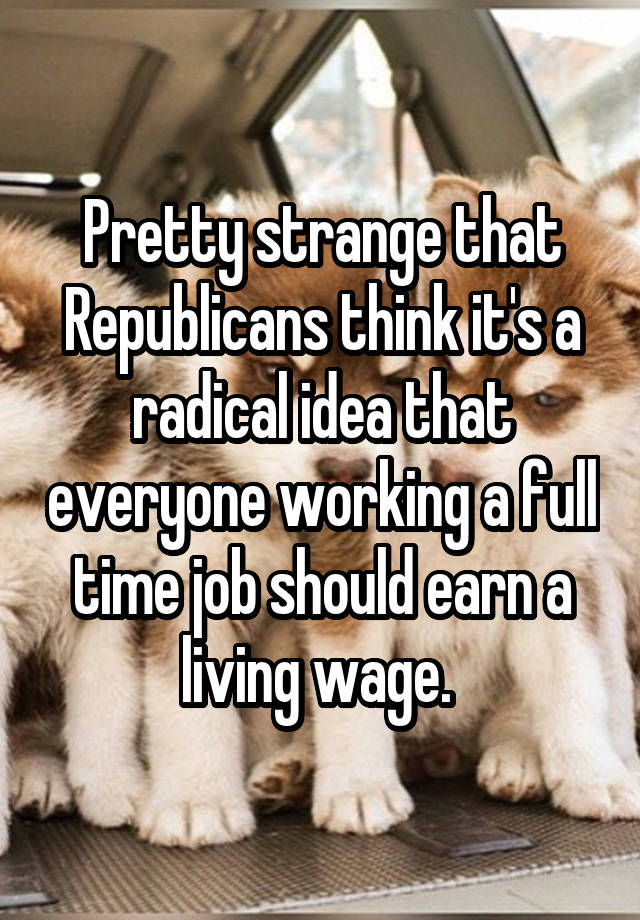 Pretty strange that Republicans think it's a radical idea that everyone working a full time job should earn a living wage. 