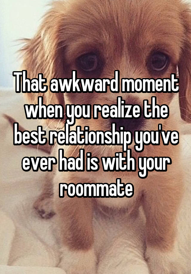 That awkward moment when you realize the best relationship you've ever had is with your roommate