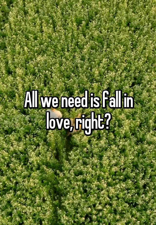 All we need is fall in love, right?