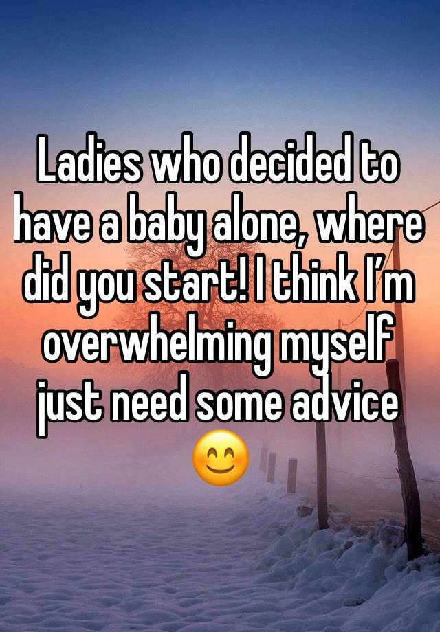 Ladies who decided to have a baby alone, where did you start! I think I’m overwhelming myself just need some advice 😊