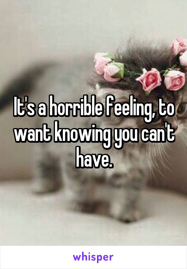 It's a horrible feeling, to want knowing you can't have.