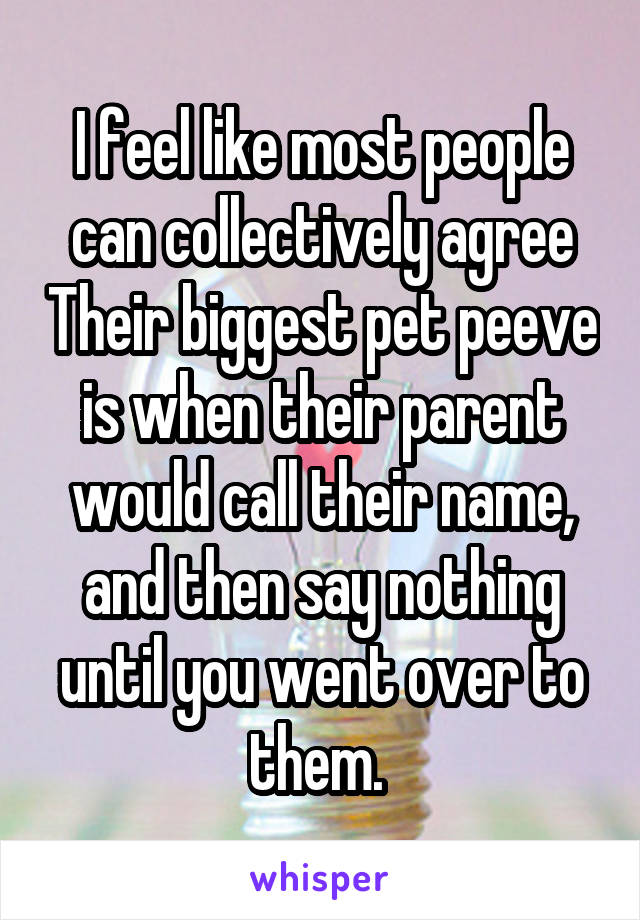 I feel like most people can collectively agree Their biggest pet peeve is when their parent would call their name, and then say nothing until you went over to them. 