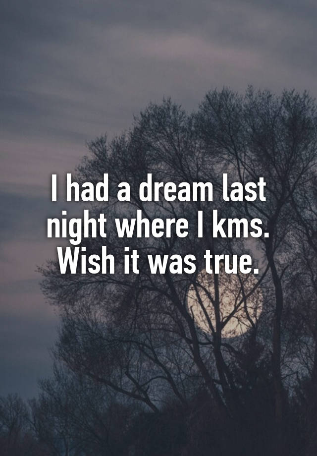 I had a dream last night where I kms. Wish it was true.