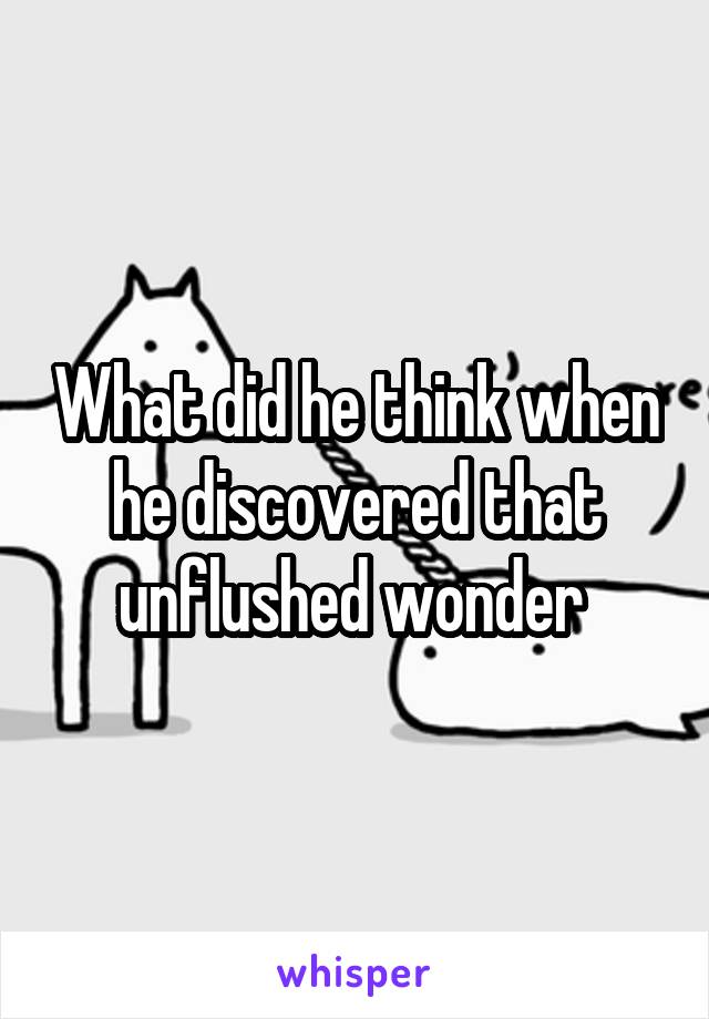 What did he think when he discovered that unflushed wonder 