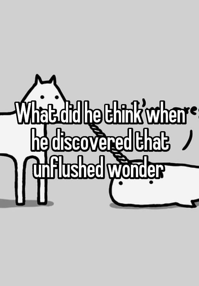 What did he think when he discovered that unflushed wonder 