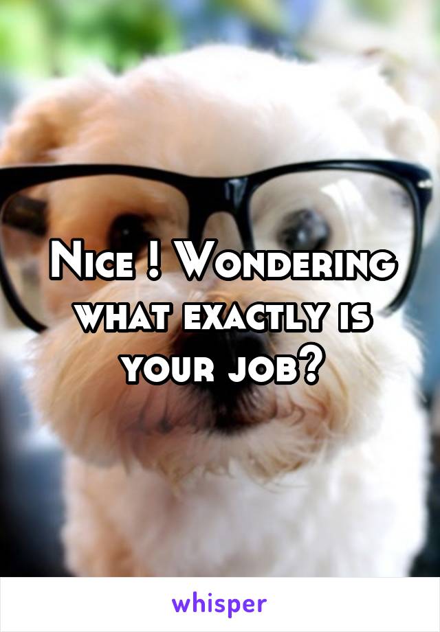 Nice ! Wondering what exactly is your job?