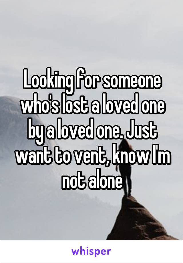 Looking for someone who's lost a loved one by a loved one. Just want to vent, know I'm not alone