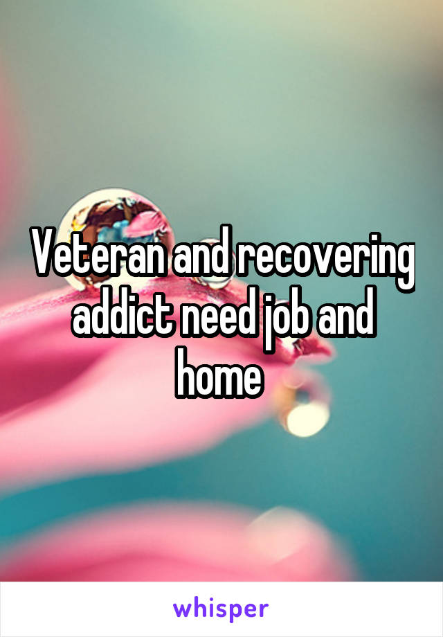 Veteran and recovering addict need job and home 