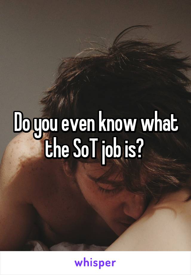 Do you even know what the SoT job is? 