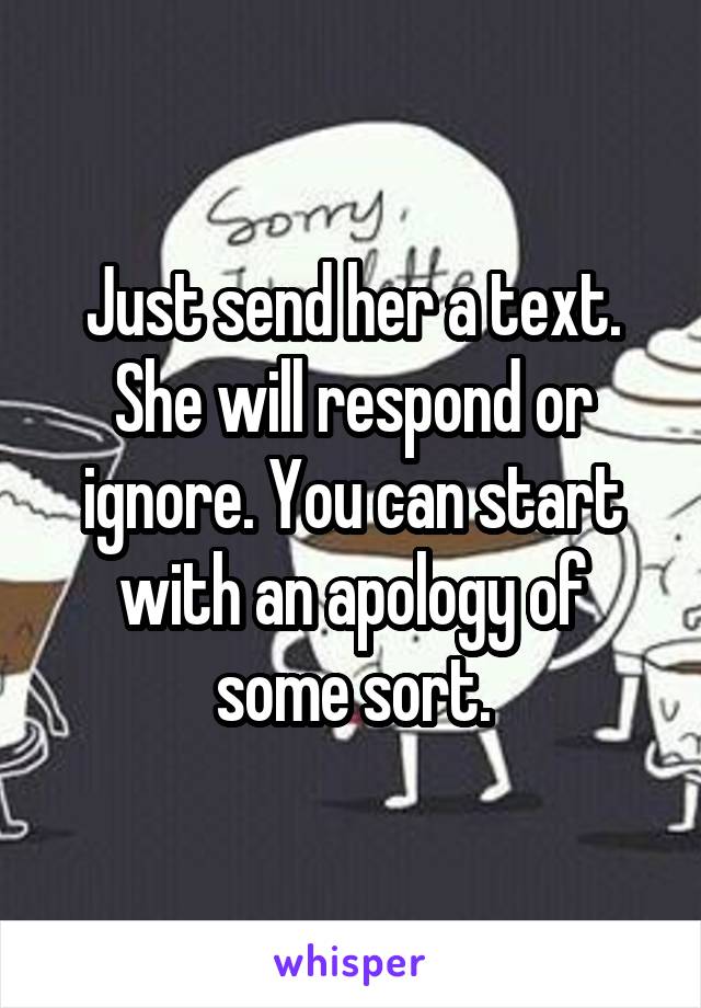 Just send her a text. She will respond or ignore. You can start with an apology of some sort.