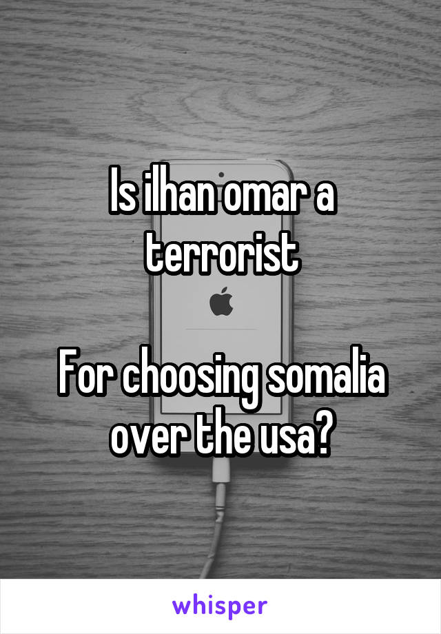 Is ilhan omar a terrorist

For choosing somalia over the usa?