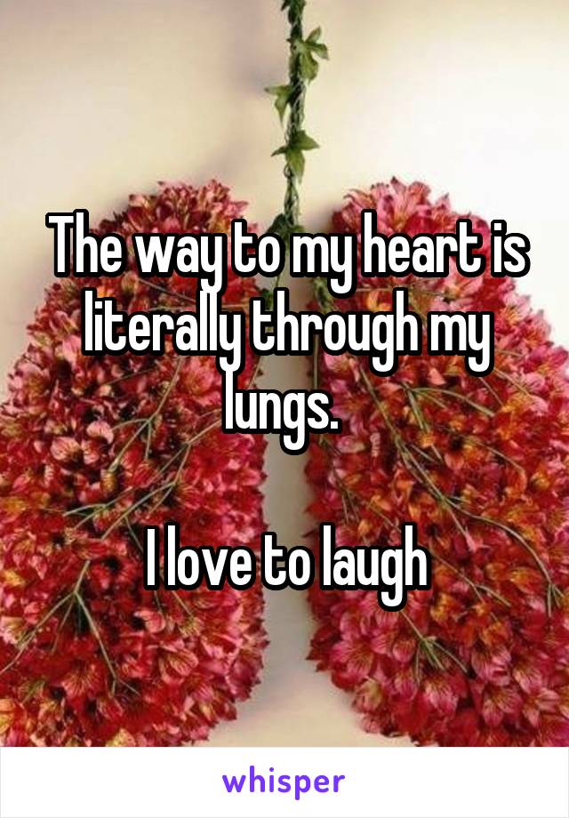 The way to my heart is literally through my lungs. 

I love to laugh