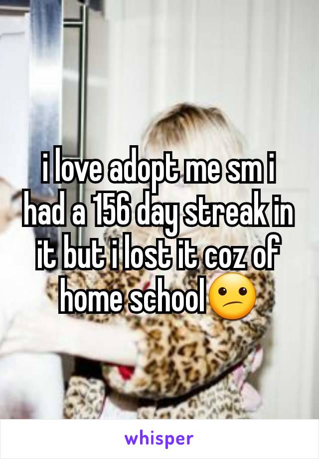 i love adopt me sm i had a 156 day streak in it but i lost it coz of home school😕